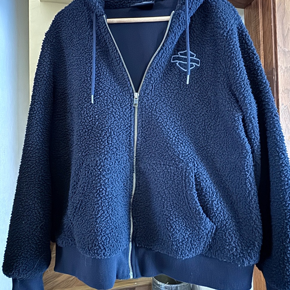 Women’s Harley Davidson Black Sherpa Zip-Up Hoodie - Size 2XL